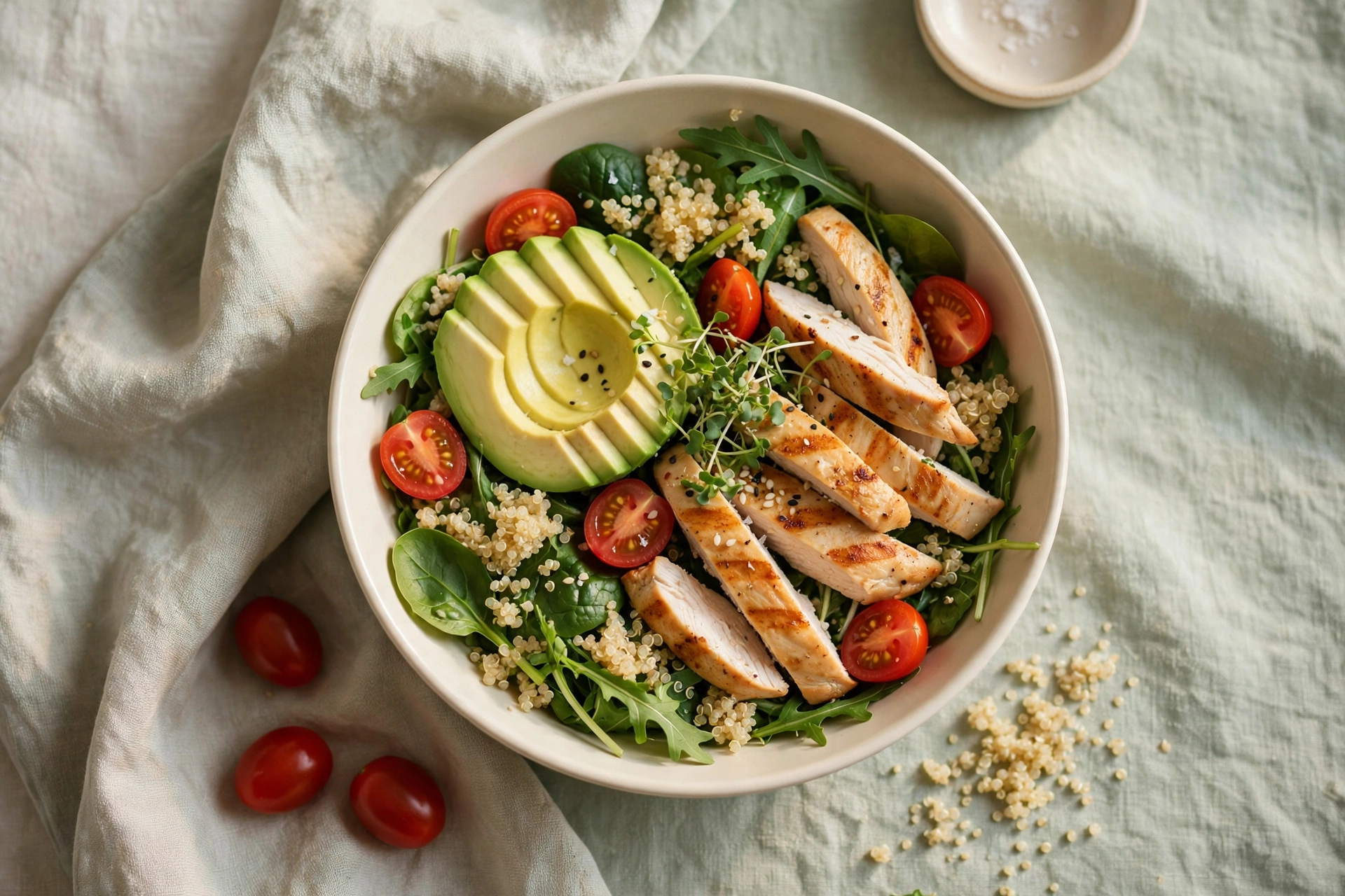 Plato saludable y equilibrado para nutrición de adultos